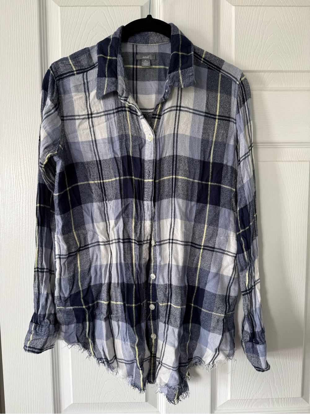 Aerie Lightweight Navy Plaid Button-Up Shirt